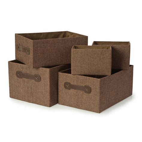 Set of 5 Brown Storage Boxes for the Living Room | Roman At Home