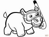 Cute Baby Hippo With Snorkel coloring Page  Free Printable Coloring Pages sketch template