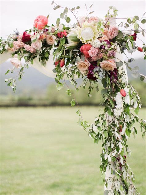 Colorful Rustic Chic Crimson Wedding | Wedding arch flowers, Arch ...