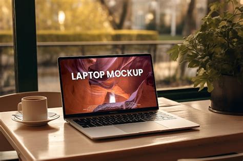 Laptop Mockup on a table | Premium AI-generated PSD