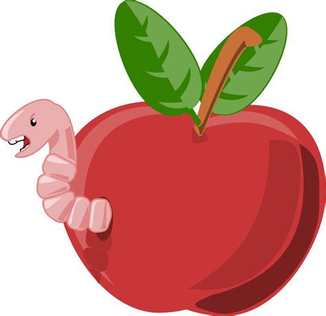 OnlineLabels Clip Art - Cartoon Apple With Worm