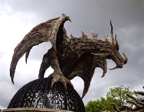 This Giant Dragon Sculpture Made Of Palm Tree Leaves And Wood Gave A ...