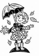 Girl Holding Umbrella In Fall coloring Page  Download Print Or Color sketch template