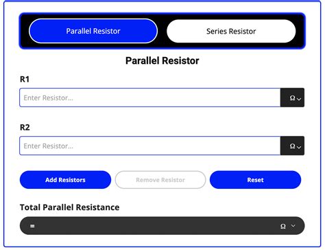 Calculator for Resistors in Parallel and Series Combination