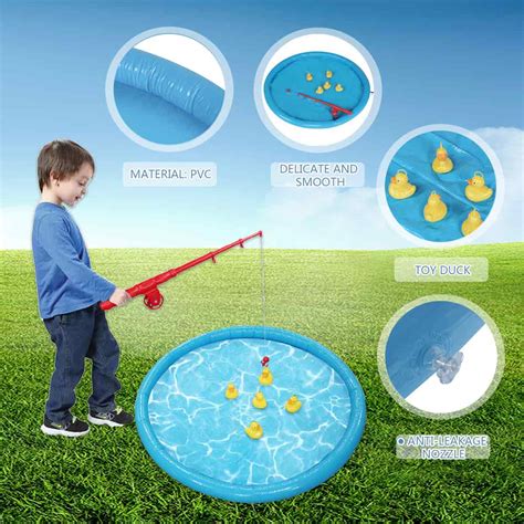 Inflatable summer interesting water playing duck fishing game pool set ...