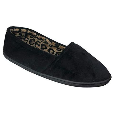 Dearfoams - Dearfoams Women's Velour Closed Back Slippers, Black, Large ...