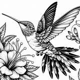 Realistic hummingbird With Tropical Foliage coloring page Lulu Pages sketch template