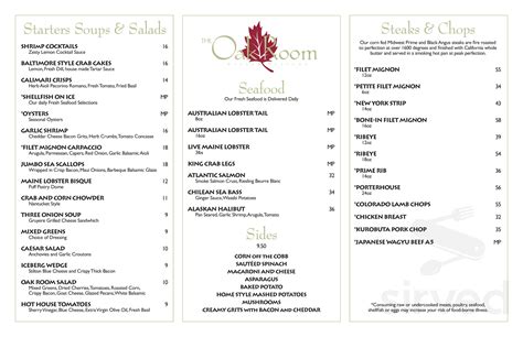 The Oak Room at Pala Casino Spa & Resort menu in Pala, California