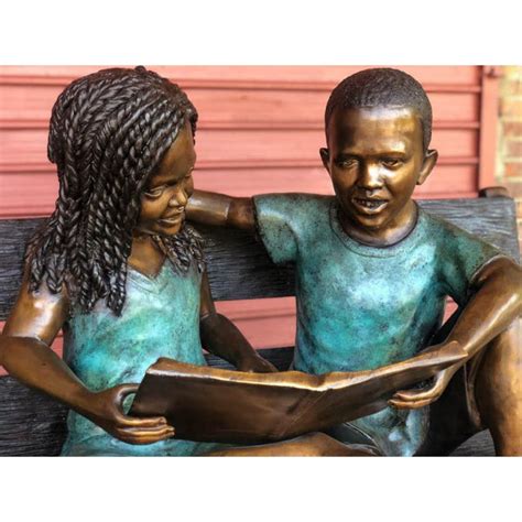 Bronze Children Sitting on Bench Statue | Randolph Rose Collection