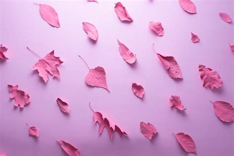 Premium Photo | Pink autumn leaves on pink background minimal composition