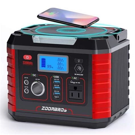 Zoombros 330W Portable Power Station Generator with Wireless Charger and LED Flashlight | Gadgetsin