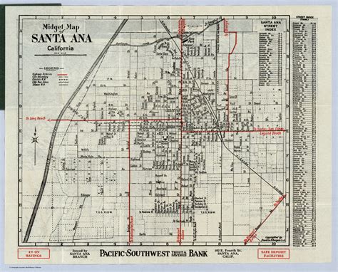 Midget Map of Santa Ana California. Issued by Santa Ana Branch Pacific ...