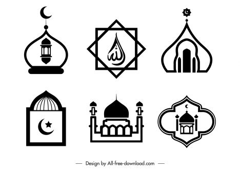 Islam symbol sign logo black white flat classical outline vectors stock in format for free ...