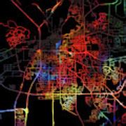 Montgomery Alabama Watercolor City Street Map Dark Mode Mixed Media by Design Turnpike | Fine ...