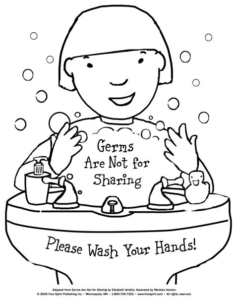 Free printable coloring page to teach kids about hygiene: Germs Are Not for Sharing | Early ...