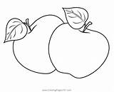 Two Apple With Leafs Coloring Page For Kids  Free Printable sketch template