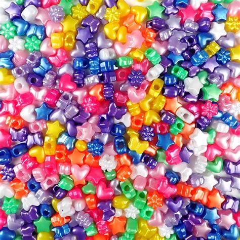 Plastic Pony Bead Shapes Mix, Pearl Colors, 125 beads - Pony Bead Store