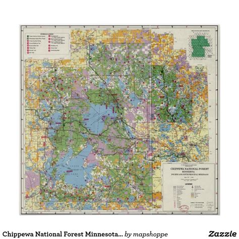 Chippewa National Forest Minnesota Map Poster | Map poster, Poster prints, Minnesota map