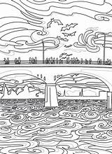 Austin Congress Bridge Coloring Page  Pages Color sketch template
