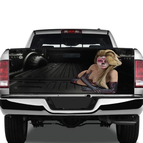 Sugar Skull Sexy Girl Hot Woman Graphic Rear Tailgate Vinyl Decal Truck Pickup Wrap Bed