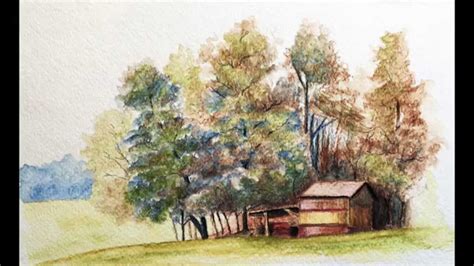 Landscape with Watercolor Pencils - Excerpts - YouTube