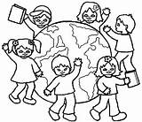 Children Holding Hands Around The World Coloring Page sketch template