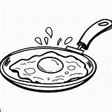 Printable Frying Pan With Fried Egg Coloring Pages  For Kids sketch template