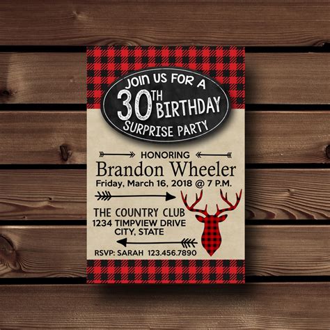 Birthday Invitations for Men Surprise Birthday Invitations - Etsy