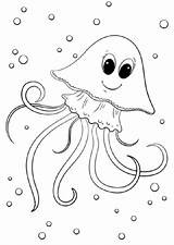 Cartoon jellyfish coloring Page  Colorear Imágenes sketch template