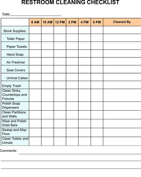 Restroom Cleaning Schedule - 10 Free PDF Printables | Printablee | Cleaning schedule templates ...