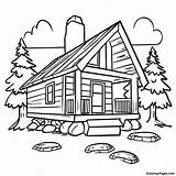 Cozy Log Cabin In The Woods Coloring Page  Pagescom sketch template