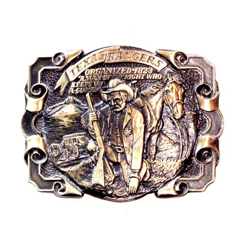 Texas Rangers Award Design Solid Brass Vintage Belt Buckle