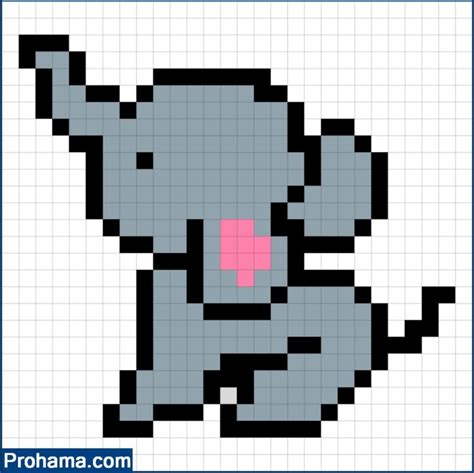 Baby Elephant Pixel Art | Cute Animal Pixel Art | 25x25 pixel art