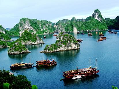 HD wallpaper: 8k, Ha Long Bay, sea, Vietnam, mountains, water, nautical vessel | Wallpaper Flare