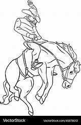 Cowboy Horse rodeo Isolated coloring Page For Kids sketch template