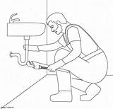 Plumber Working coloring Page sketch template