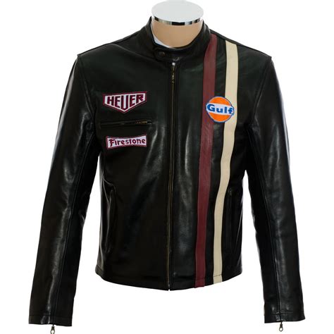 Steve McQueen Gulf Heuer Black Leather Jacket