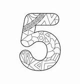 Black And White For coloring Number five Vector Image sketch template