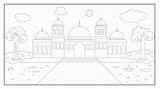 Premium Vector  Mosque Coloring Page Illustration For Kid Collection sketch template
