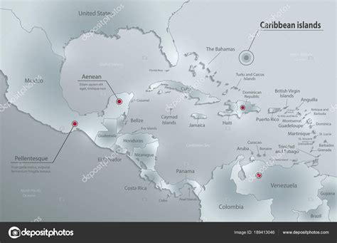 Caribbean Islands Central America Map State Names Separate States Glass — Stock Vector © Mondi.h ...