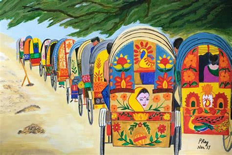 Rickshaw art of Dhaka | South asian art, Watercolor art lessons, Mini ...