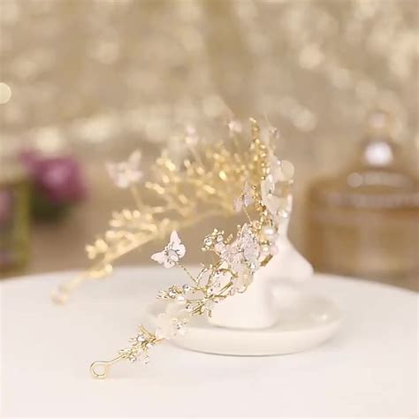 Baroque Golden Fairy Crown Headdress Wedding Princess Flower Tiara ...