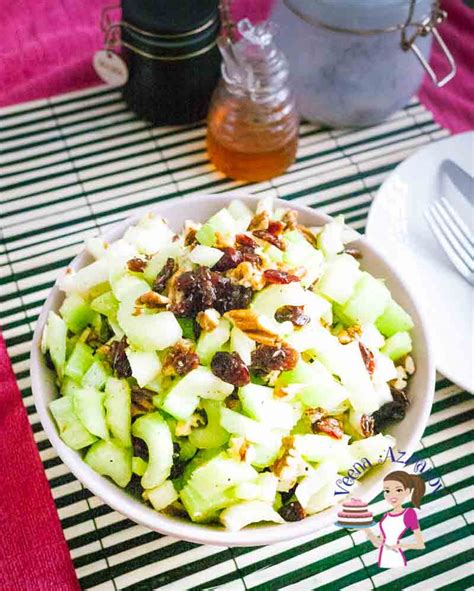 Easy Celery Salad Recipe with Cranberries and Pecans - Veena Azmanov