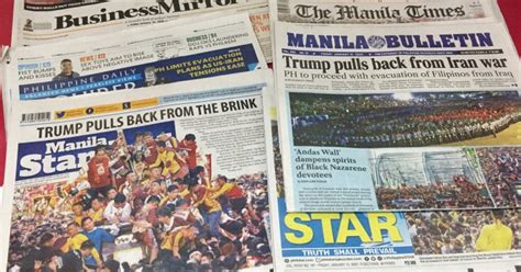 Banner stories of Manila's leading newspapers, Mon. Feb. 3, 2020 | Philippine News Agency