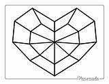 Geometric Heart Coloring Pages sketch template