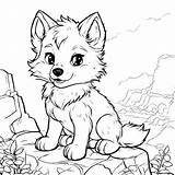 Download Baby Wolf Coloring Page Pages Online  Creative Fabrica sketch template