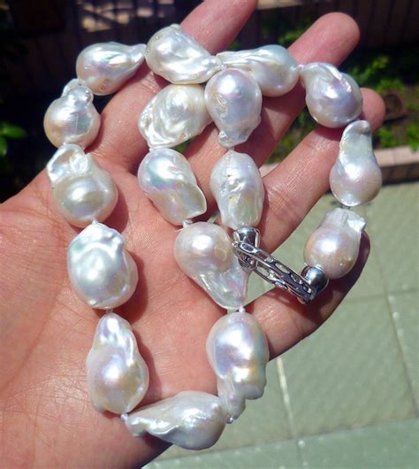 Natural Large Nucleated Baroque Pearl Necklace AAA Grade