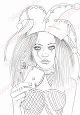 Jester Girl Coloring Page Instant Download Gothic  Etsy sketch template