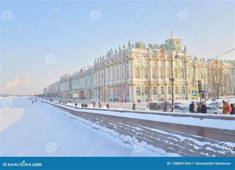 Winter Palace and Neva River at Winter Editorial Stock Image - Image of quay, hermitage: 138681544