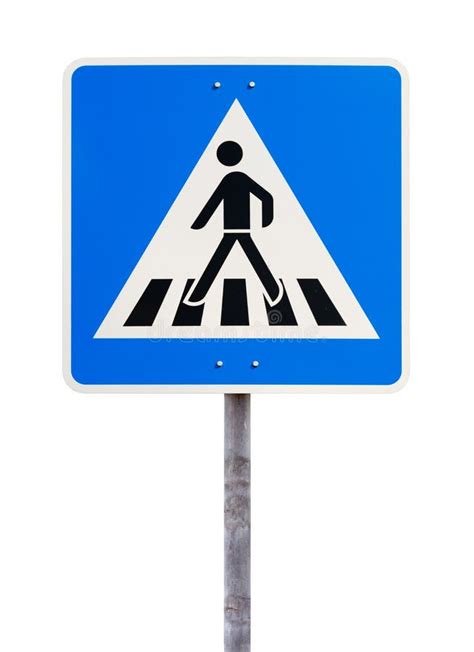 Blue Square Traffic Sign For Pedestrian Crossing Stock Image - Image of attention, human: 43401097